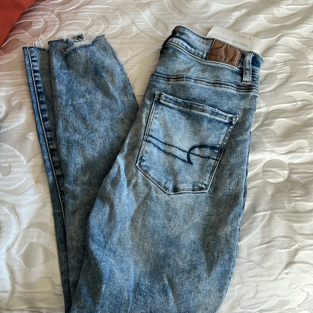 Acid wash high rise jeans